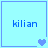 Light blue square icon with 'kilian' text and pixelated heart symbols in four variations.