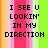 Pixelated text on a striped background with pink, green, orange, and white vertical stripes.