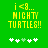 Green background with yellow pixelated text reading "i<8... NICHY TURTLES!!" and five white plus signs below, one of which is light green.