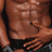 A 4-frame contact sheet of a shirtless man with brown skin in various poses, including hand gestures on his torso and wearing a white headwrap.
