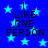 Blue background with light blue stars and black text reading "I LIKE ONE PERSON" in four identical vertical arrangements.