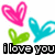 A static image with four heart shapes and text reading 'i love you' on a white background.