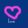 Six heart-shaped icons arranged in a , each with distinct colors and handwritten text labels on solid backgrounds