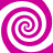 Four identical magenta spirals arranged in a on white background, each spiral composed of alternating magenta and white concentric rings forming clockwise rotation