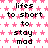 Pixelated text repeats 'lifes to short to stay mad' over a pink star pattern background with a gray rectangle in the bottom-right corner.