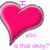 pink heart icons with varying shades and gradients, each paired with the text 'you, is that okay?' in light purple