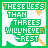 Green and white pixelated text displays 'THESE LESS THAN THREES WILL NEVER REST' across multiple repeated with subtle color variations