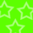 Three light green star outlines on a bright green background, arranged in a triangular composition with one star at the top left, one at the top right, and one at the bottom center.