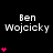 Black background with white text "Ben Wojcicky" repeated across multiple , each accompanied by pink heart symbols in varying quantities and arrangements