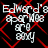 A static image with red diamond-shaped outlines on a black background, containing repeated white text elements including 'Edward's', 'qzrNes', 'are', and 'amy' in varying fonts.