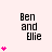 A static image displays "Ben and Elie" text with pink heart symbols in varying quantities across a light background.