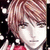 Pixelated anime-style character with reddish-brown hair and red clothing against a black background with white speckles.