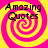Four identical spiral patterns with alternating pink and yellow colors, each containing the text "Amazing Quotes" in black font.