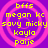 Purple background with pink concentric circles and yellow text reading 'bffs', 'megan kc', 'savvy mickey', 'kayla', 'poije' in a
