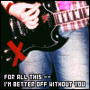 A four- of pixelated images featuring a person playing guitar, pink guns with skull symbols, and 'PUNK ROCK' text