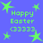 Blue background with green stars and repeated "Happy Easter <33333" text in pixelated green font.