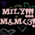 Animated pattern of repeating text and heart shapes on a black background with shifting color variations.