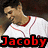 A four- of a baseball player in a white uniform with red trim, showing different poses and text overlays including "Jacoby Ellsbury!" and "Hit It. Run It."