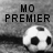 Black-and-white pixelated image with bold text 'NO PREMIER' above a soccer ball on a textured background.