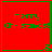 Four identical red square with green borders display "Merry Christmas!" text and small green Christmas tree icons