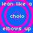 A static image with four identical showing pink concentric circles on a blue background, each containing text elements in white pixelated font