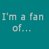 Teal background with white text reading 'I'm a fan of... Nazley Young' next to a cropped headshot of a smiling person with styled hair against blue backdrop.