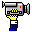 Pixel art camera icon with yellow checkered grip and red indicator light on gray background, transitioning to film strip overlay.