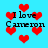 Blue background with red heart shapes and repeated text "I love Cameron" in black pixelated font.