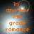 Orange text reading 'in another 7th grade romance' on a dark gray gradient background with a bright central light spot.