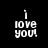 Pixelated text 'i love you!' on black background with pink horizontal bars in four positions.