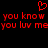 Red pixelated text and heart symbol on black background, with repeated phrases and a stylized heart above.