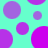 A static pattern of overlapping purple and magenta circles on a cyan background with no visible text or distinct subjects.