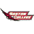 A pixelated red and white object with a curved shape and a thin black tail-like extension on the left side.