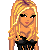 Pixel art buddy icon featuring a blonde woman in black lingerie against pink and white background with text "i'm KNOT all of the time" and "a dumb blonde".
