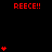 Red pixelated text and heart symbols on a black background with partial gray area.