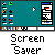 Animated contact sheet of 16 AIM buddy icons featuring pixelated characters and screen saver interfaces with varying colors, poses, and expressions on a gray background.