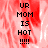 Red and white pixelated background with black text reading 'UR MOM IS HOT !!!!' in vertical alignment.