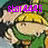 Pixelated image of a character with yellow hair and green clothing, overlaid with purple text reading "star 4415" against a blurred background.