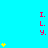 A static image with a bright cyan background featuring vertical red text and yellow star clusters in various configurations.