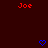 Red text 'Joe' appears at top left and right on dark background with blue pixel hearts below each text.