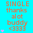 A static image with cyan background displaying repeated orange text "SINGLE thanks alot buddy <3333" and pink star symbols in vertical
