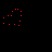Red dotted heart shapes and white cursor icons move across a black background with repeated 'ouch.' text at bottom.