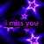 Purple and blue starry background with pink text reading "i miss you" and "i love you" in pixelated style.