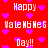 Red background with pink hearts and repeated white text reading 'Happy Valentine's Day!!' in pixelated font.