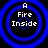Four identical circular icons with blue concentric rings and white text reading 'A Fire Inside' on black backgrounds.
