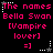Pixelated text displays 'The names Bella Swan [Vampire lover] =]' with pink characters on black background, featuring animated star and dot patterns.