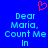 Blue background with red pixelated heart symbol above light blue text reading 'Dear Maria, Count Me In' in two identical side-by-side sections.