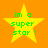 Four yellow stars on orange background with green text "im a super star !" in pixelated font, two appear slightly blurred.