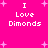 Bright pink background with white pixelated text reading "I Love Dimonds" and scattered light pink plus signs.