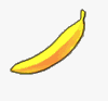 Animated banana character with anthropomorphic features performing various actions including falling, reacting with shock, and holding objects.